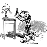 Вектор, рисунок Пьяная дама на колени